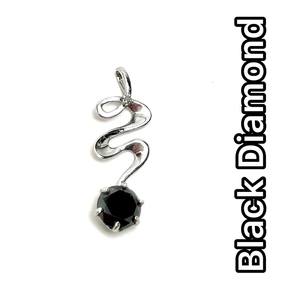 NWT 2.03Ct BLACK &  ROW WHITE NATURAL DIAMONDS 925 ST SILVER PENDANT JEWELRY